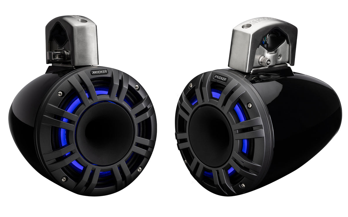Kicker 51KMTCXL8 8" Black Horn Loaded Marine Wakeboard Tower Speakers KMTCXL8