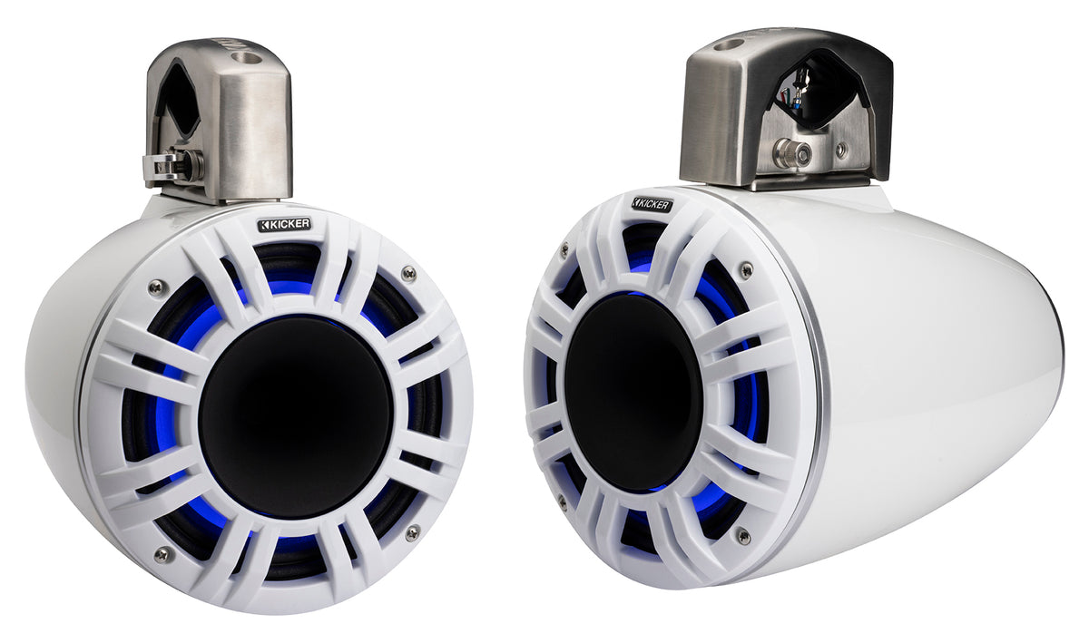 2 Kicker 51KMTCXL8W 8" White Horn Loaded Marine Wakeboard Tower Speakers KMTCXL8