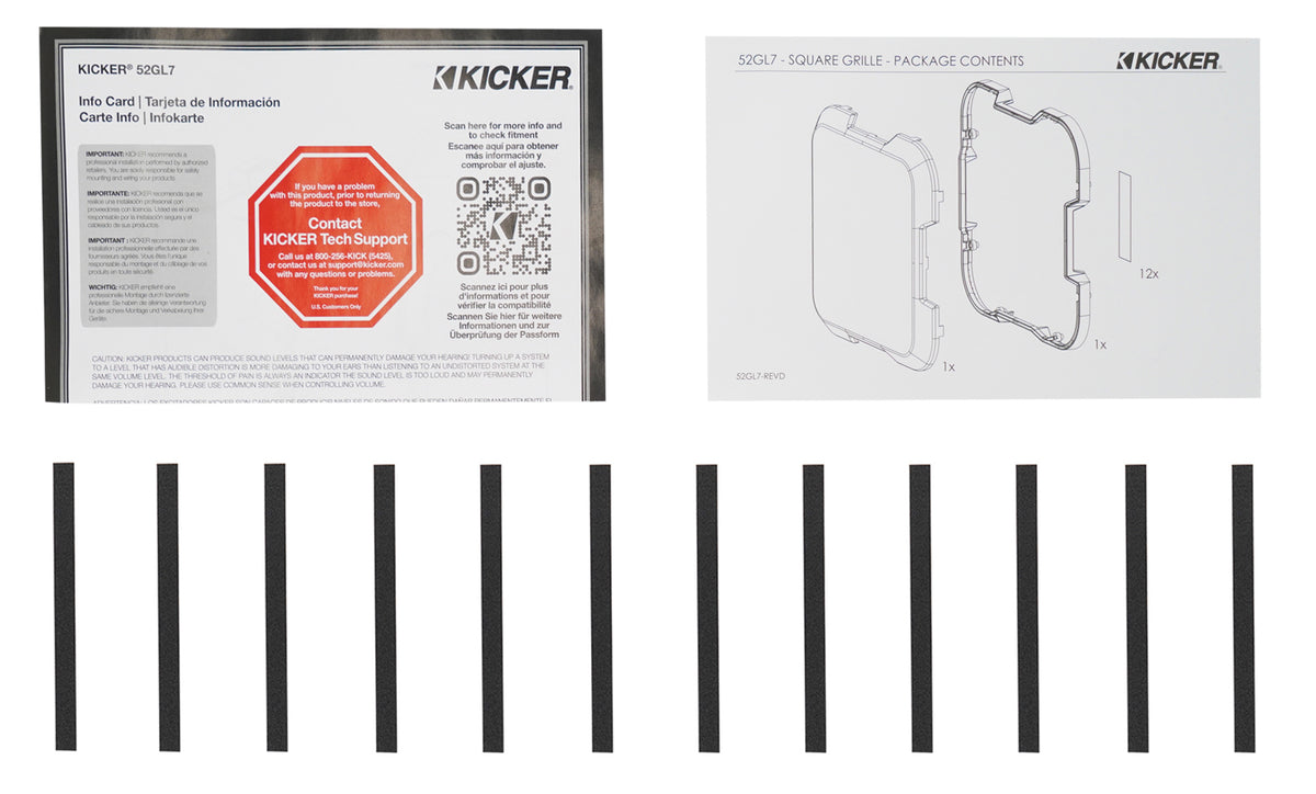 Kicker 52GL710 10" Steel Square Mesh Car Subwoofer Grille For Solo-Baric Sub