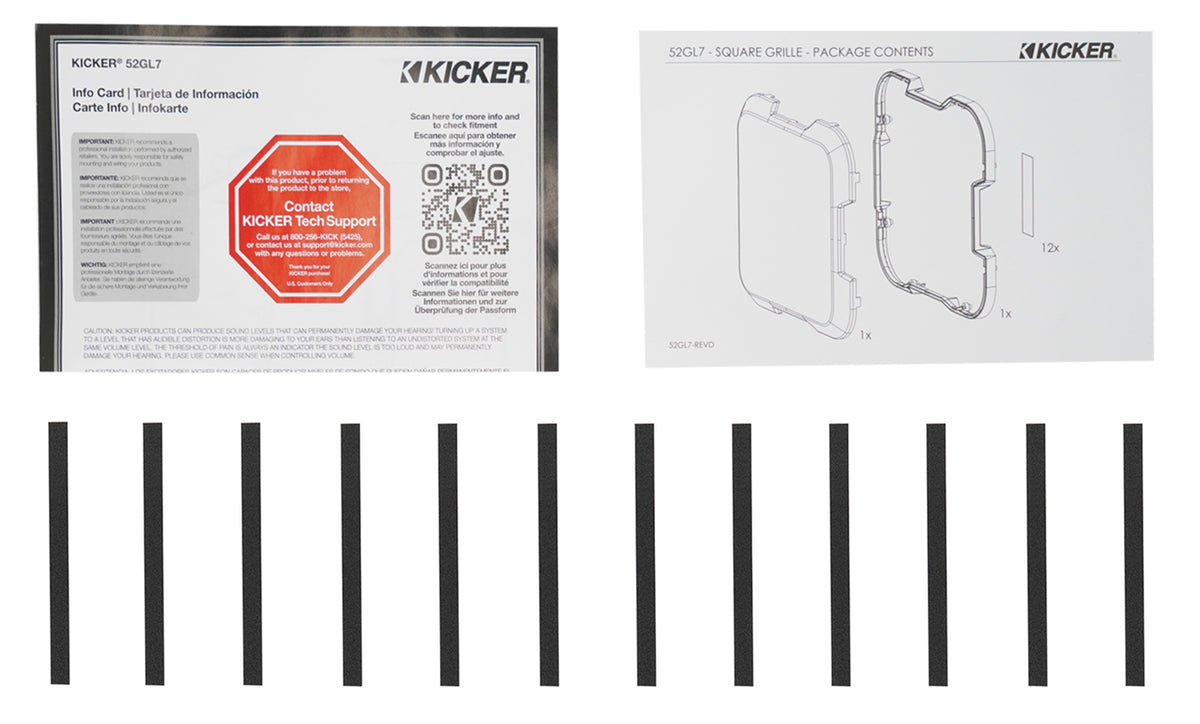 Kicker 52GL712 12" Steel Square Mesh Car Subwoofer Grille 4 Solo-Baric Sub GL712