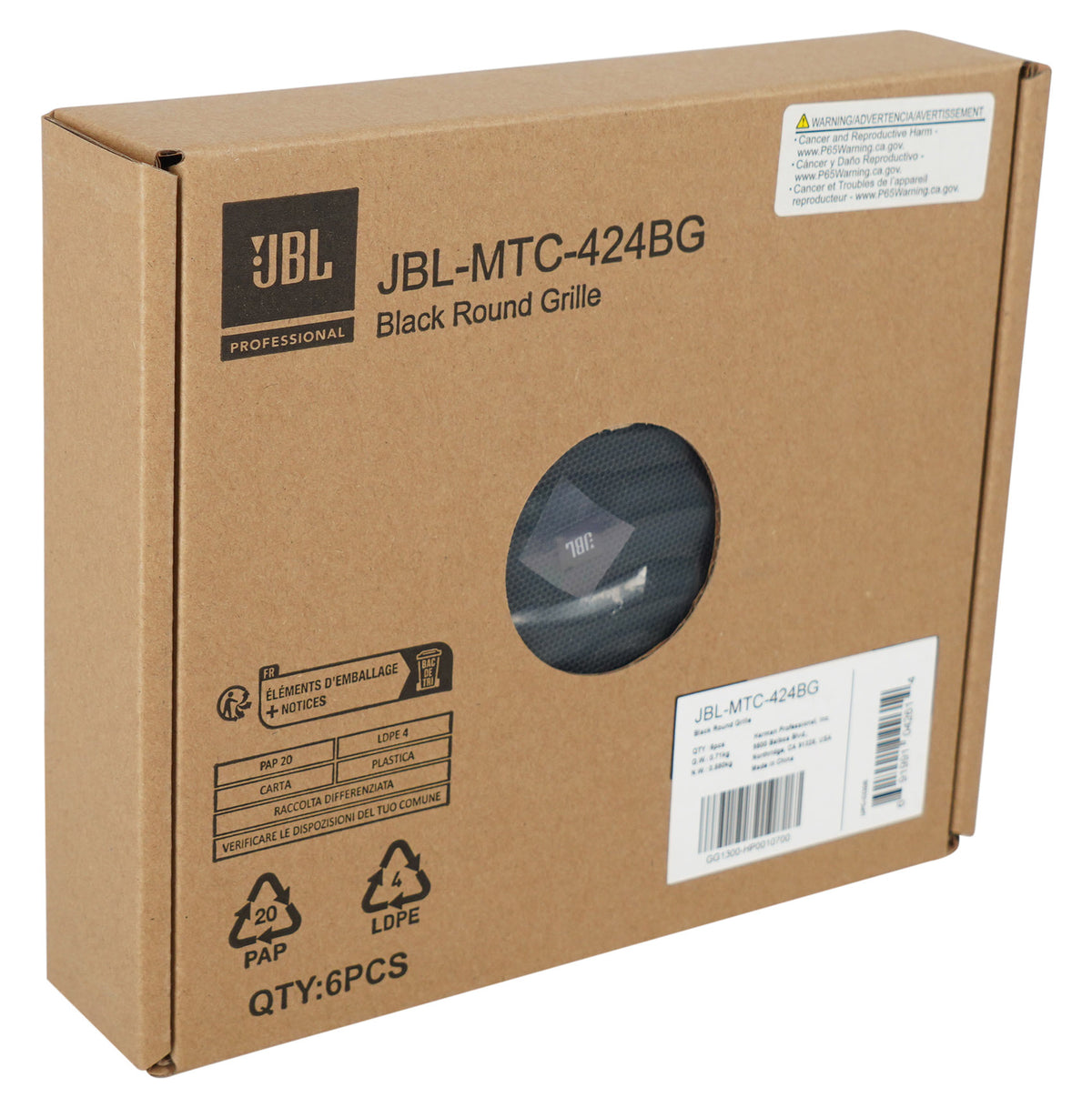 (6) JBL MTC-424BG Round Black Grilles for Control 424C/T In-Celing Speakers