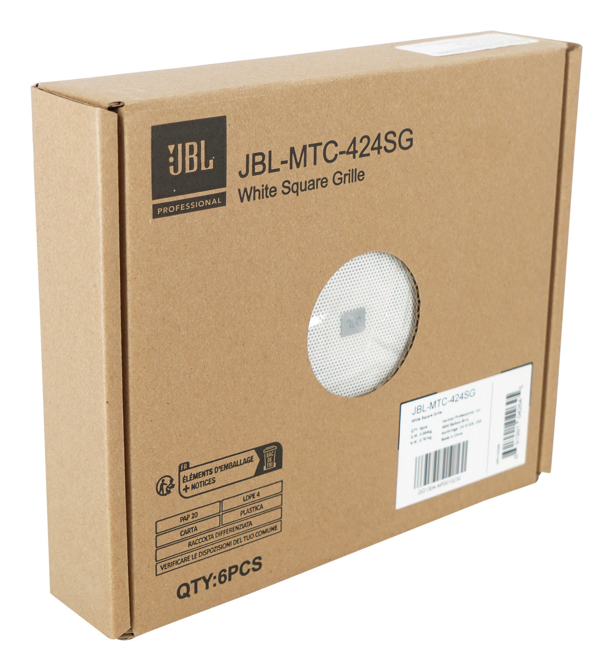 (6) JBL MTC-424SG White Square Grilles for Control 424C/T In-Ceiling Speakers