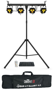 Chauvet DJ 4BAR LT QuadBT ILS Bluetooth Wash Lighting Kit+Tripod+Bag+Footswitch