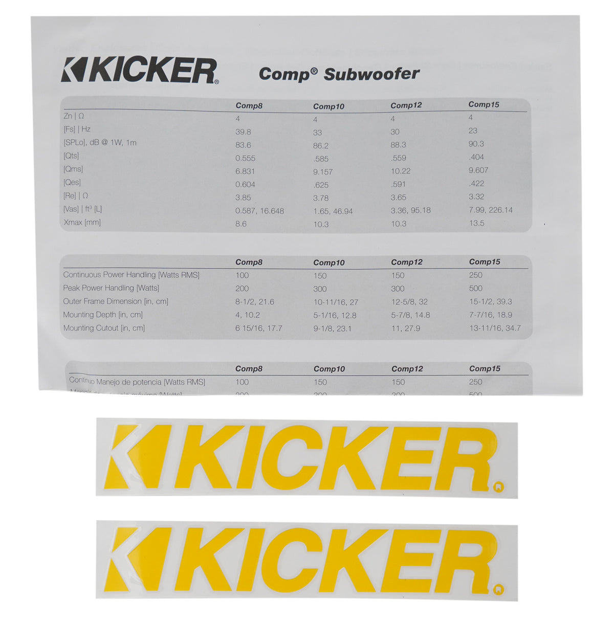 Kicker 43C84 8" 100 Watt RMS Comp Subwoofer 4 Ohm SVC Car Audio Sub C84