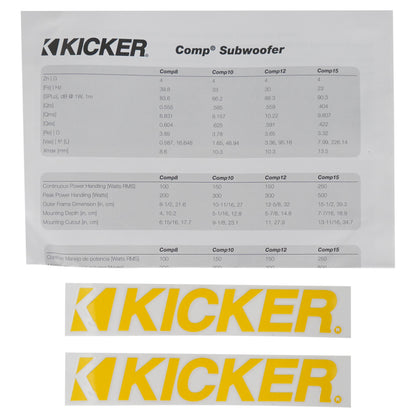 Kicker 43C84 8" 100 Watt RMS Comp Subwoofer 4 Ohm SVC Car Audio Sub C84