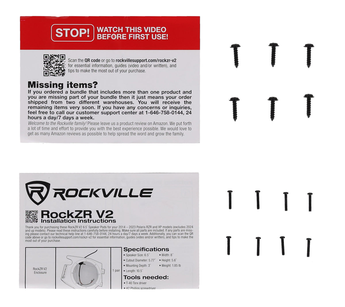 Rockville RockZR v2 2014-2023 Polaris RZR Front Kick Panel 6.5" Speaker Pods