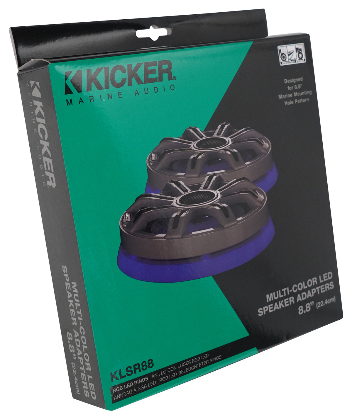 Pair Kicker 51KLSR88 8.8" to 8" LED Adapter Rings for 8" Marine Speakers KLSR8