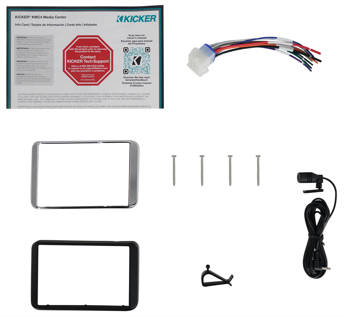 Kicker 51KMC4 Marine Boat Gauge Hole Dual Zone Bluetooth Receiver w/Mic KMC4