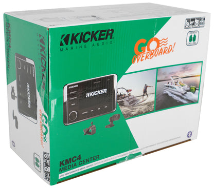 Kicker 51KMC4 Marine Boat Gauge Hole Dual Zone Bluetooth Receiver w/Mic KMC4