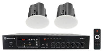 (2) JBL Control 414C/T 4" Commercial 70v Ceiling Speakers+Amp For Restaurant/Bar