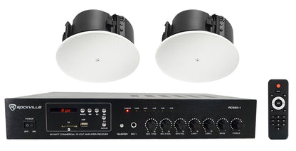 2) JBL Control 424LP 4" Low Profile 70v Commercial In-Ceiling Speakers+Amplifier