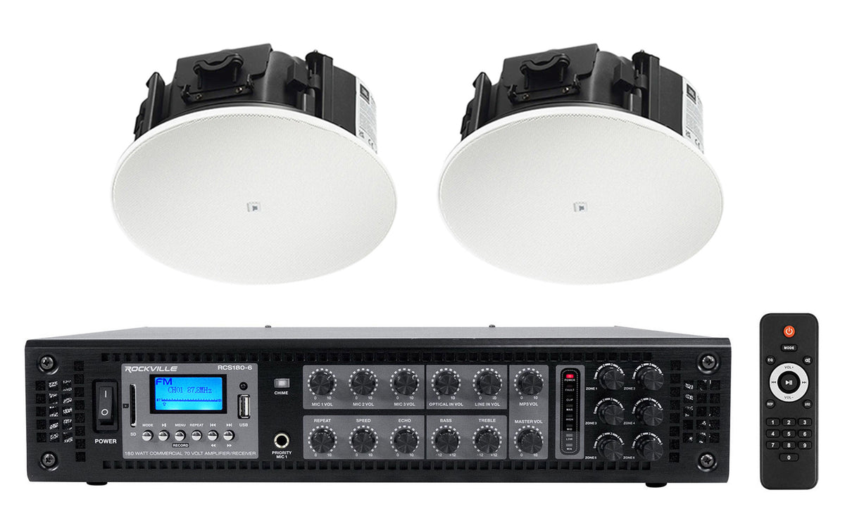(2) JBL Control 426LP 6.5" Low Profile 70v Commercial In-Ceiling Speakers+Amp