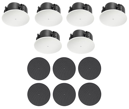 (6) JBL Control 424LP 4" 70v/16-ohm Commercial In-Ceiling Speakers+Black Grilles