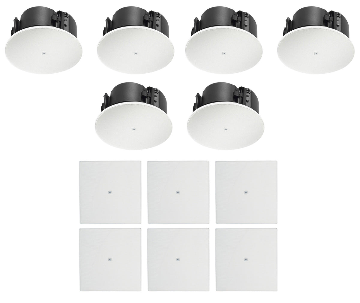 6) JBL Control 424LP 4" 70v/16-ohm Commercial In-Ceiling Speakers+Square Grilles