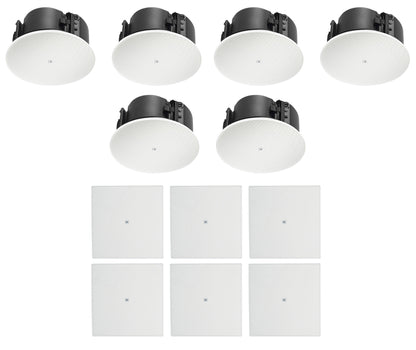 6) JBL Control 424LP 4" 70v/16-ohm Commercial In-Ceiling Speakers+Square Grilles