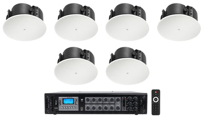 6) JBL Control 424LP 4" Low Profile 70v Commercial In-Ceiling Speakers+Amplifier