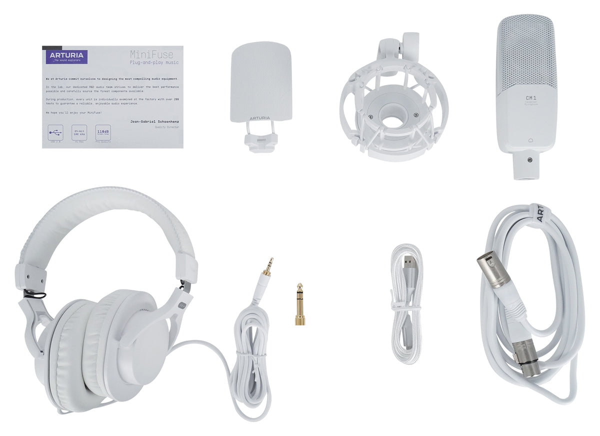 Arturia MiniFuse Recording Pack w/Interface+Microphone+Headphones+Cable in White