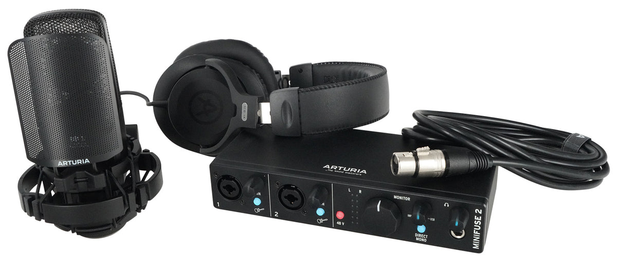 Arturia MiniFuse Recording Pack w/Interface+Microphone+Headphones+Cable in Black