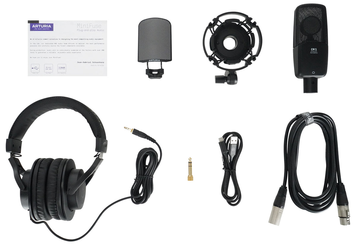 Arturia MiniFuse Recording Pack w/Interface+Microphone+Headphones+Cable in Black