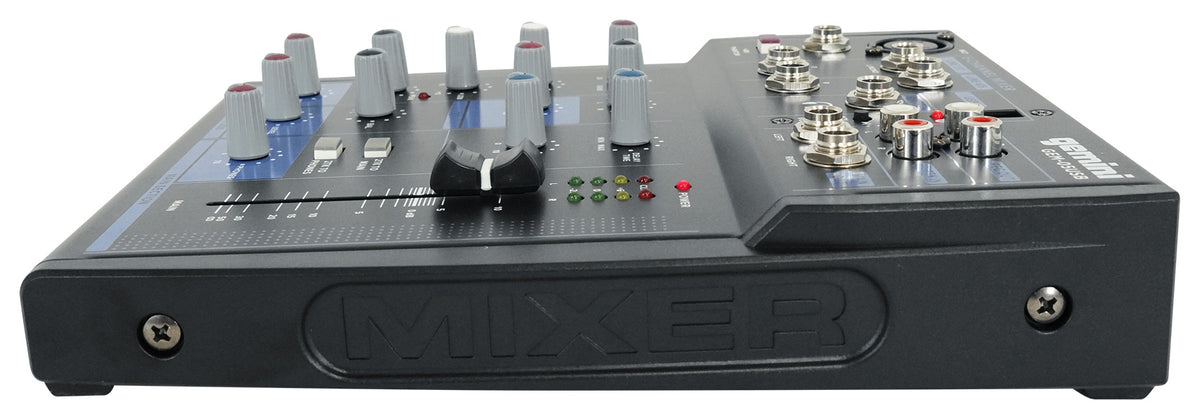 Gemini GEM-05USB Compact 5 Channel Bluetooth Mixer w/USB 5 Ins/2 Bus/2 Band EQ