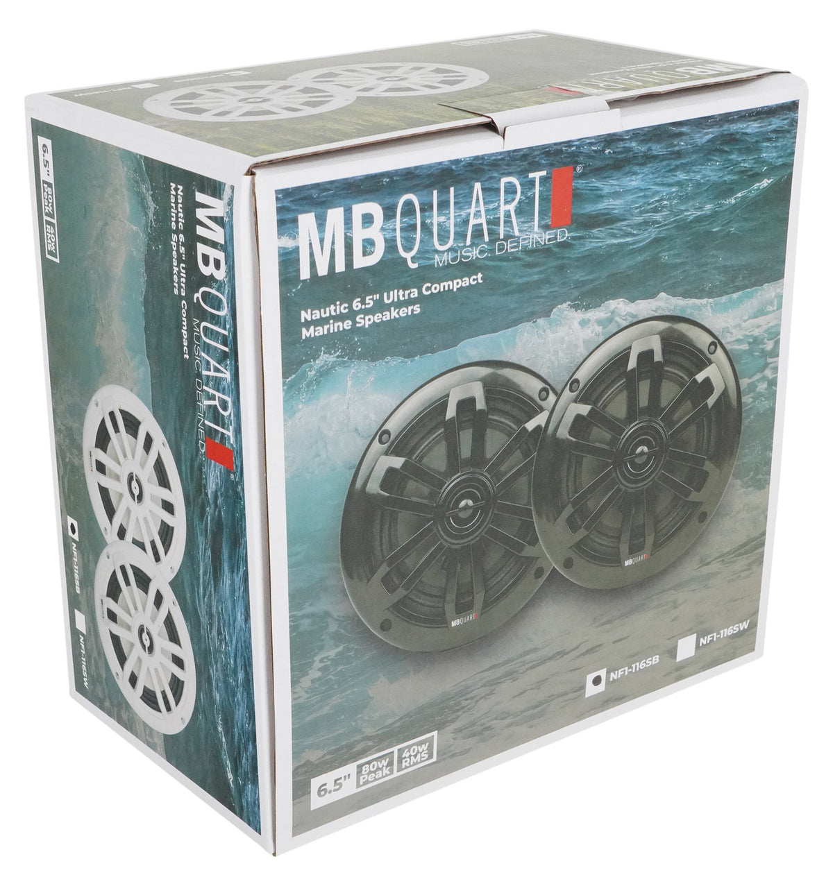 Pair MB Quart NF1-116SB 6.5" 2-Way Ultra Slim Speakers For RV, UTV, Marine Black