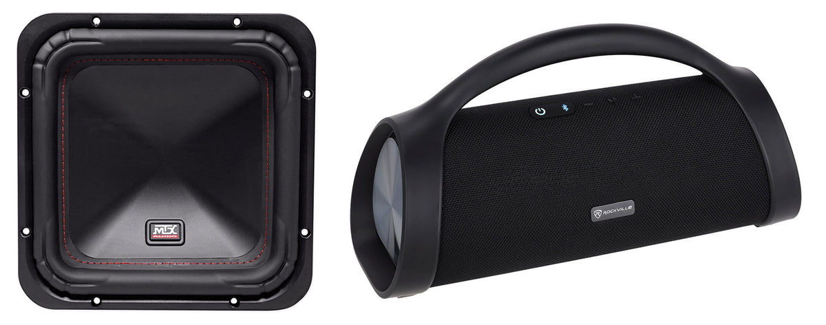 MTX S6510-44 10" 1000w Peak/500w RMS Square Car Subwoofer+Home Bluetooth Speaker