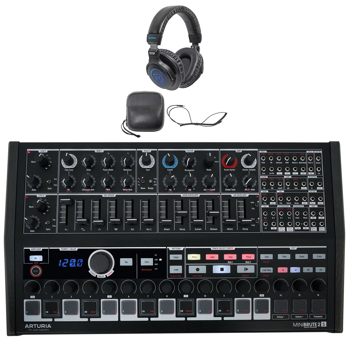 Minibrute 2S NOIR USB MIDI Analog Sequencer Synthesizer+Headphones