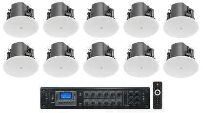 10) JBL Control 412C/T 3" Commercial 70v Ceiling Speakers For Restaurant/Bar+Amp