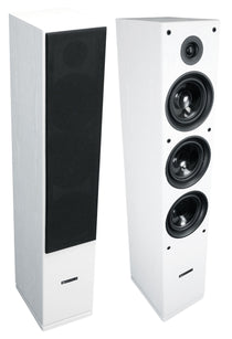 (2) RockTower 64W White Home Audio Tower Speakers Passive 4 Ohm