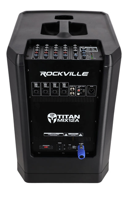 Rockville TITAN MIX12A 12" Powered Array Speaker/Sub 8-Channel Mixer PA System