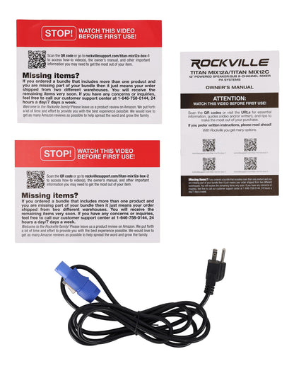 Rockville TITAN MIX12A 12" Powered Array Speaker/Sub 8-Channel Mixer PA System