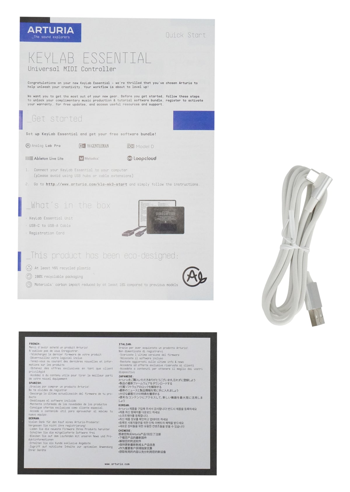ARTURIA Keylab Essential 49 mk3 White 49-Key USB MIDI Keyboard Controller