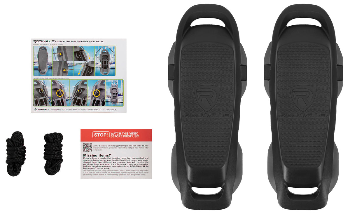 Atlas Foam Fender Black 2-Pack