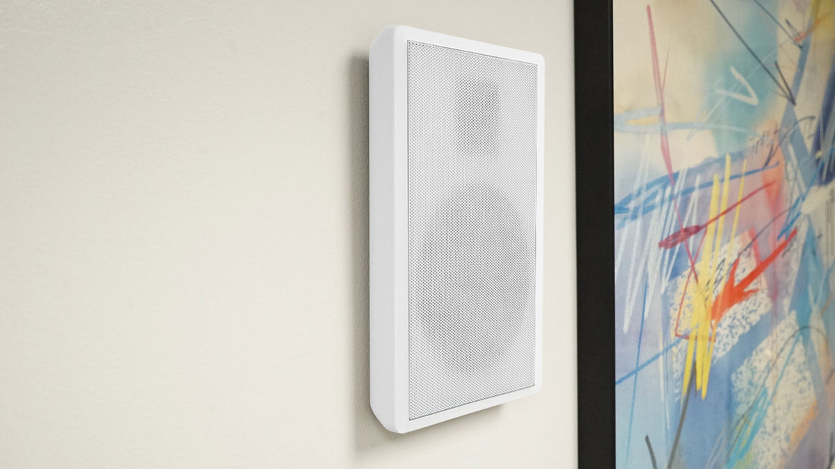 Rock Zone 8 Ch. Receiver+(16) White Slim Wall Speakers For Restaurant