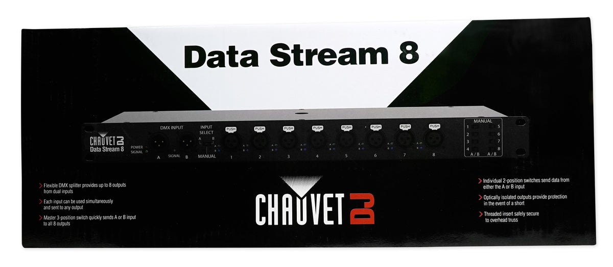 Data Stream 8 DMX Splitter To Distribute+Boost Signals + Backpack