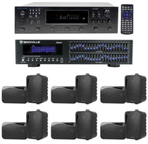 6-Zone Receiver with (6) Pairs of Black 4" Indoor/Outdoor Speakers, Home Package