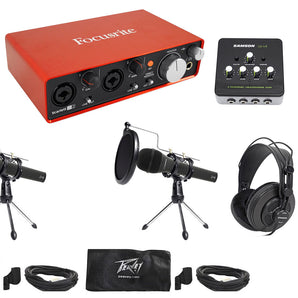 Two Person Podcast Podcasting Package w/Interface+Peavey Mics+Samson Headphones