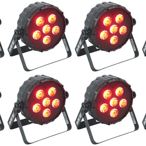 (8) Chauvet DJ SLIMPAR T6 BT RGB LED DMX Wash Par Up-Light w/Bluetooth