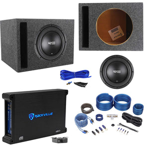 RE Audio SEX10D4 V2 SEXV2 10" 750W Subwoofer+Vented Box+Mono Amplifier+Amp Kit