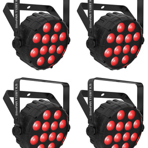 (4) Chauvet DJ SLIMPAR T12 BT ILS Wireless Par Wash Up-Lights w/ Bluetooth