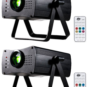 (2) American DJ ANI MOTION 20W Red/Green Compact Laser Effect Lights+Remotes