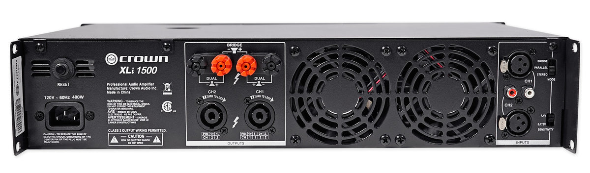 Crown XLi1500 Amplifier + (2) Rockville SPGN158 15in Speakers + Stands + Cables