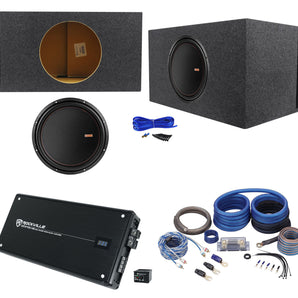 Memphis Audio MOJO 615D2 15" 4400w Competition Subwoofer+Vented Box+Amp+Wires