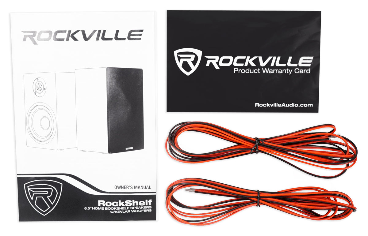RockShelf 64W White 6.5" Home Bookshelf Speakers (Pair)
