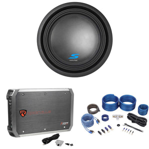 Alpine S-W12D2 12" 1800 Watt Dual 2-Ohm Car Subwoofer+Mono Amplifier+Amp Kit