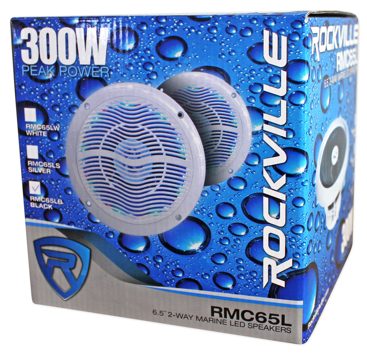 2) Rockville 6.5" LED Swivel Black Marine Wakeboard+Coaxial Speakers+Amp+Amp Kit