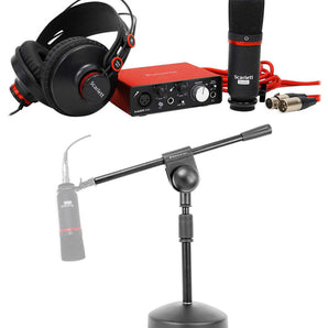 Focusrite Podcasting Podcast Recording Bundle w/Microphone+Headphones+Stand
