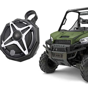 6.5" Rear Harness Bar Cage Kicker Tower Speakers for Polaris Ranger+White Grill