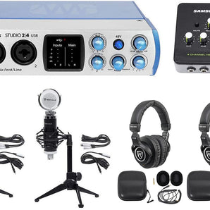 PRESONUS 2-Person Podcasting Podcast Recording Kit w/Mics+Headphones+(2) Tripods