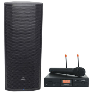 JBL Pro PRX825W Dual 15” 1500w 2-Way Powered Active Speaker+Audio Technica Mic